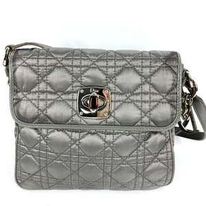 CHRISTIAN DIOR Gray Leather Pochette Shoulder Bag